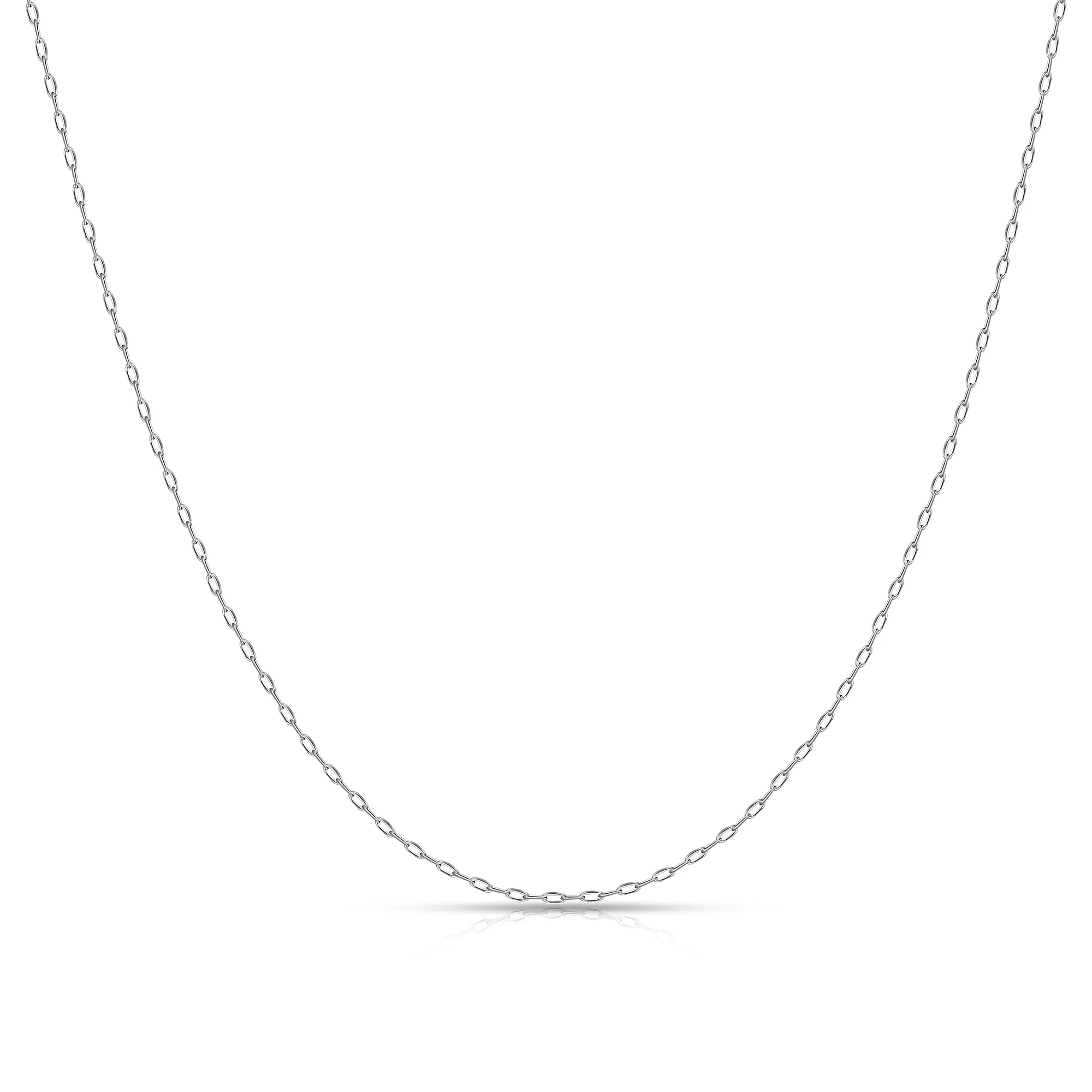 925 Sterling Silver Paperclip Necklace for Women, 1.3MM-2.0MM Width, 16'-24' Length, Rhodium-Plated