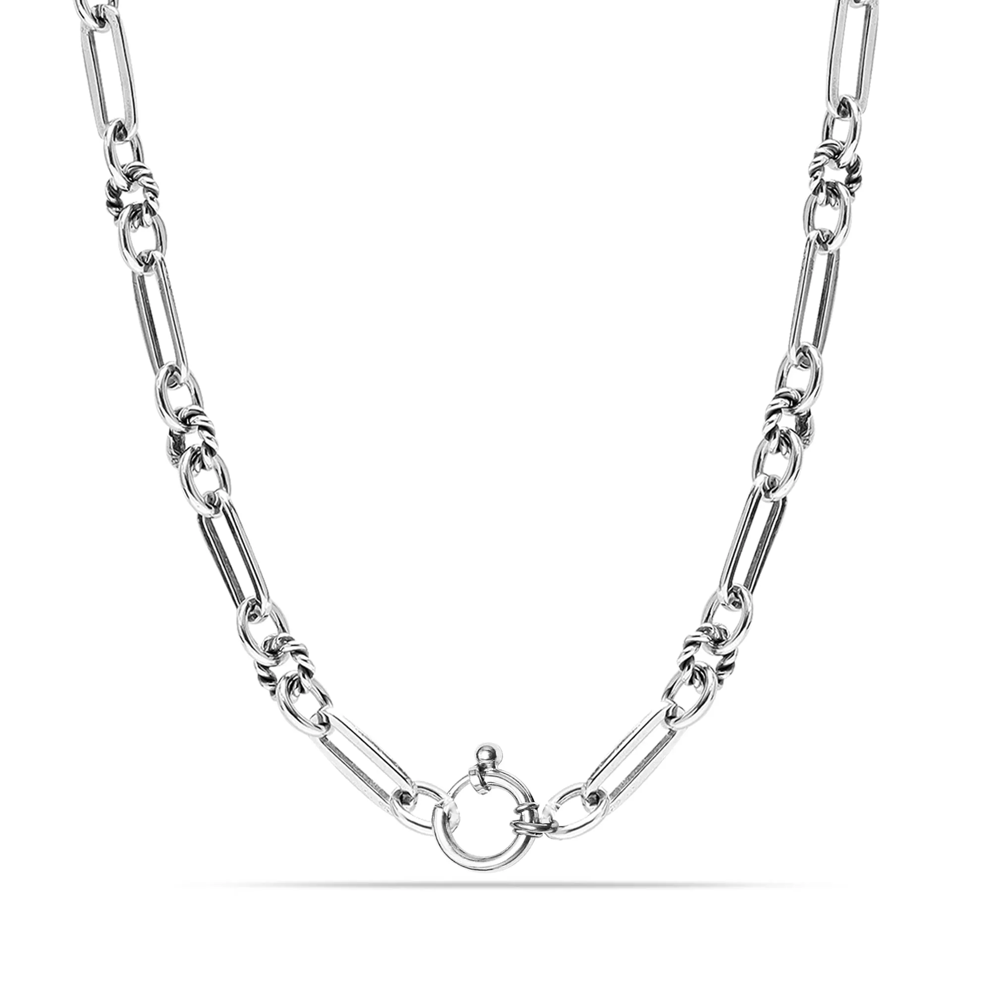 925 Sterling Silver Women's Italian Choker Necklace - 18' PaperClip Link Chain Jewelry