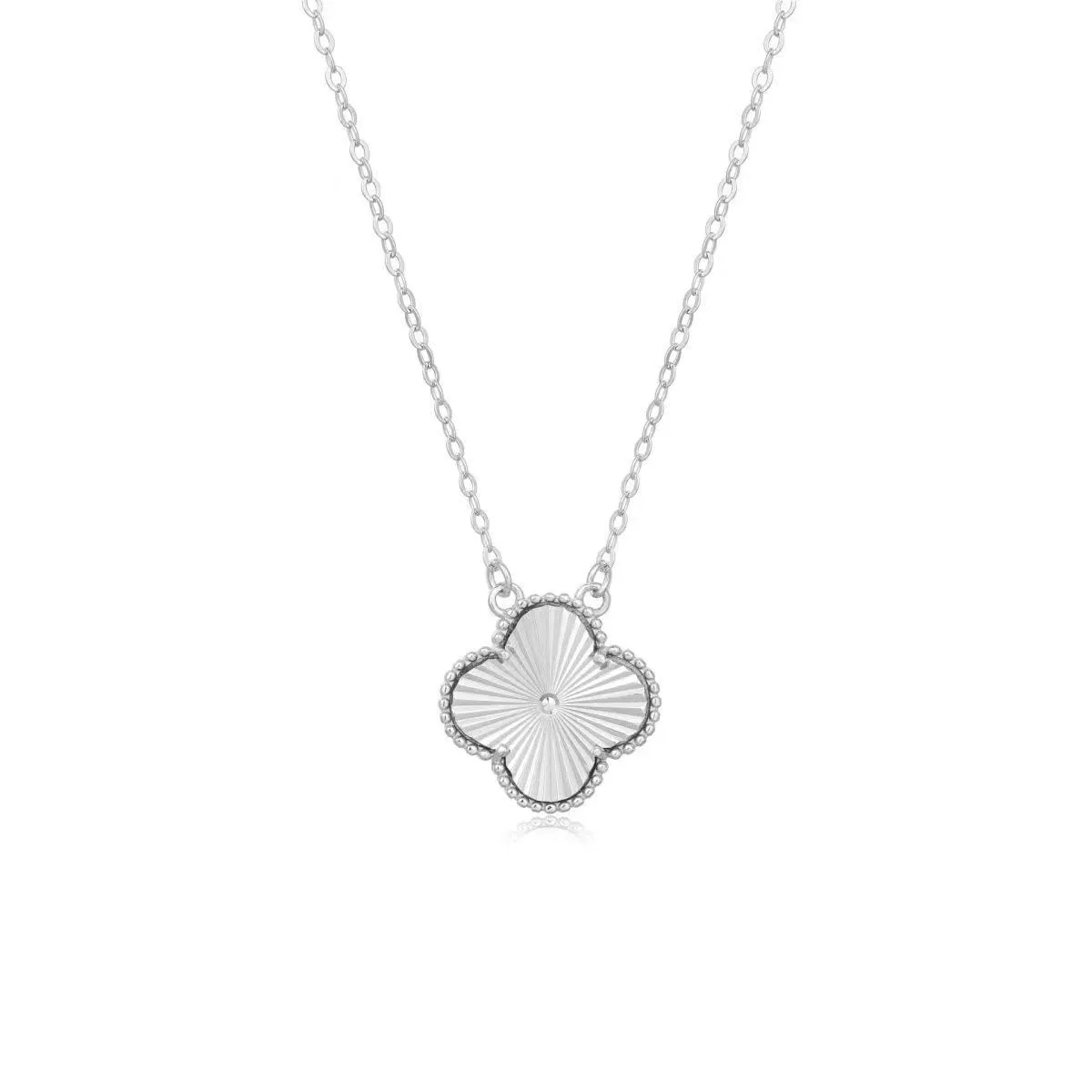 Advanced Laser Lucky Four-Leaf Clover Necklace Bracelet - Silver Butterfly Charm with Rhinestones