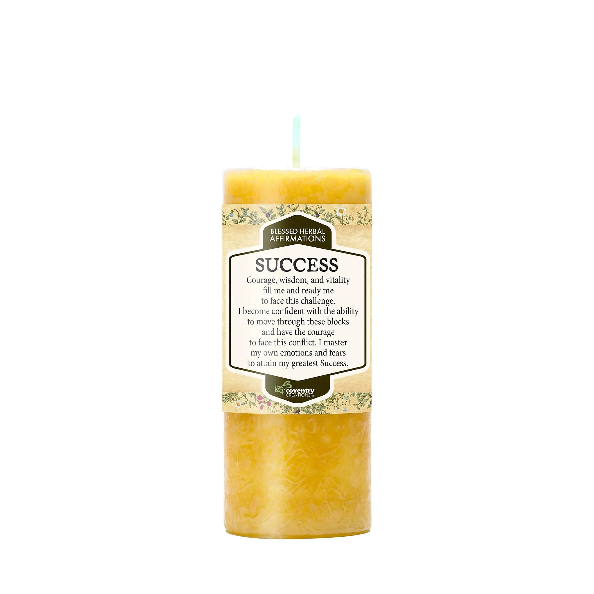 Affirmations Success Candle - 2''x4'' Pillar, French Vanilla & Patchouli, 40-Hour Burn Time