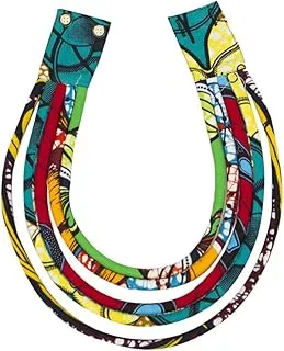 African Ankara Fabric Print Necklace for Women - Handmade Button Jewelry Gift