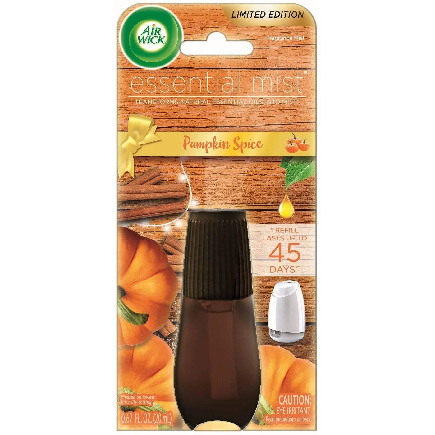 Air Wick Essential Mist Refill 1ct Pumpkin Spice Aroma Diffuser Natural Oil Freshener