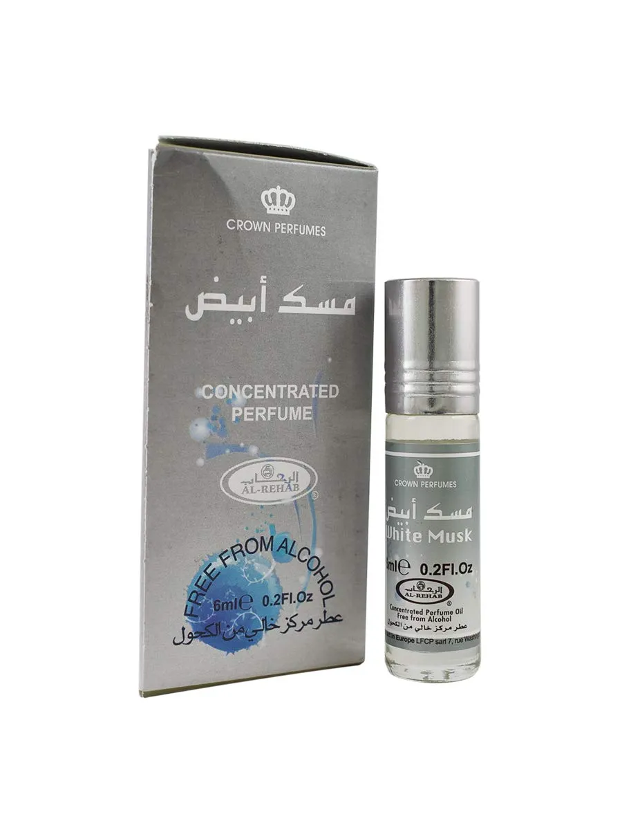 Al-Rehab White Musk Concentrated Perfume Oil 6ml - Unisex, Alcohol-Free, Long-Lasting Fragrance