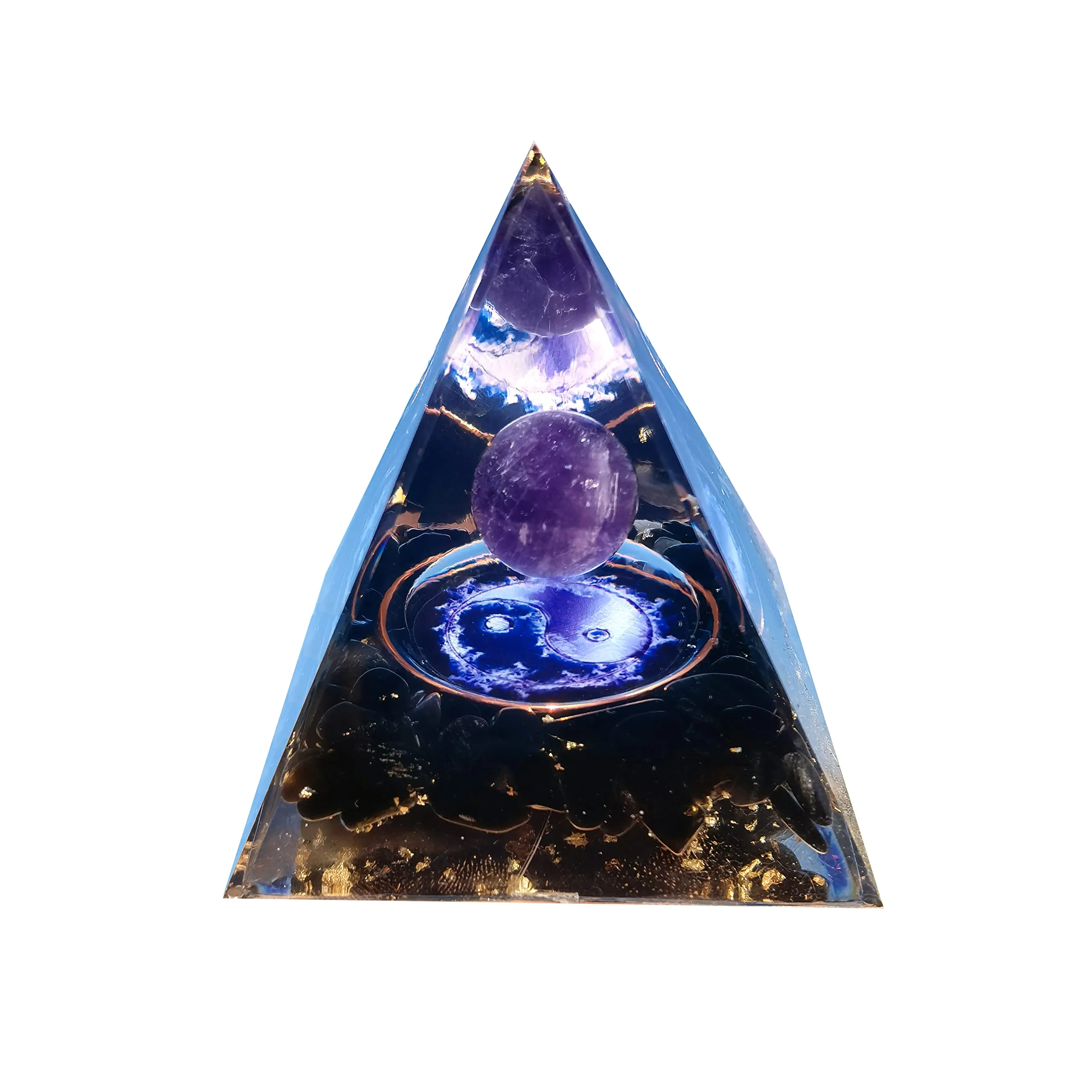 Amethyst Crystal Pyramid for Chakra Healing, EMF Protection, Energy Crystal, 2.36 Inch