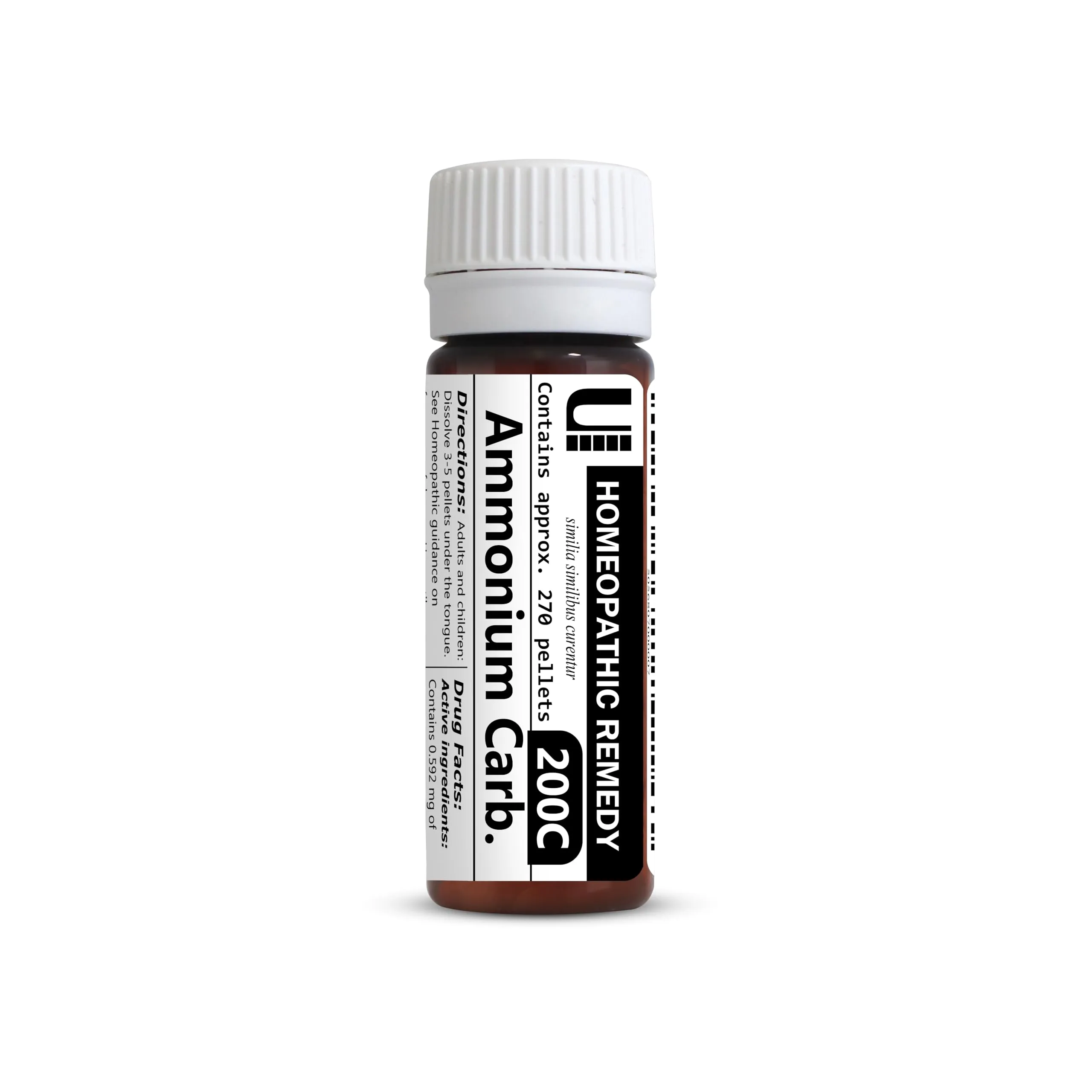 Ammonium Carbonicum 200C Homeopathic Remedy - 270 Lactose-Free Pellets, No Additives, Safe Use