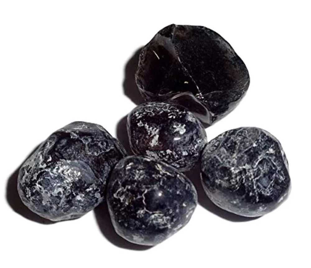 Apache Tears Volcanic Obsidian Healing Crystal Gemstones 5pc Set - Natural Grief Relief