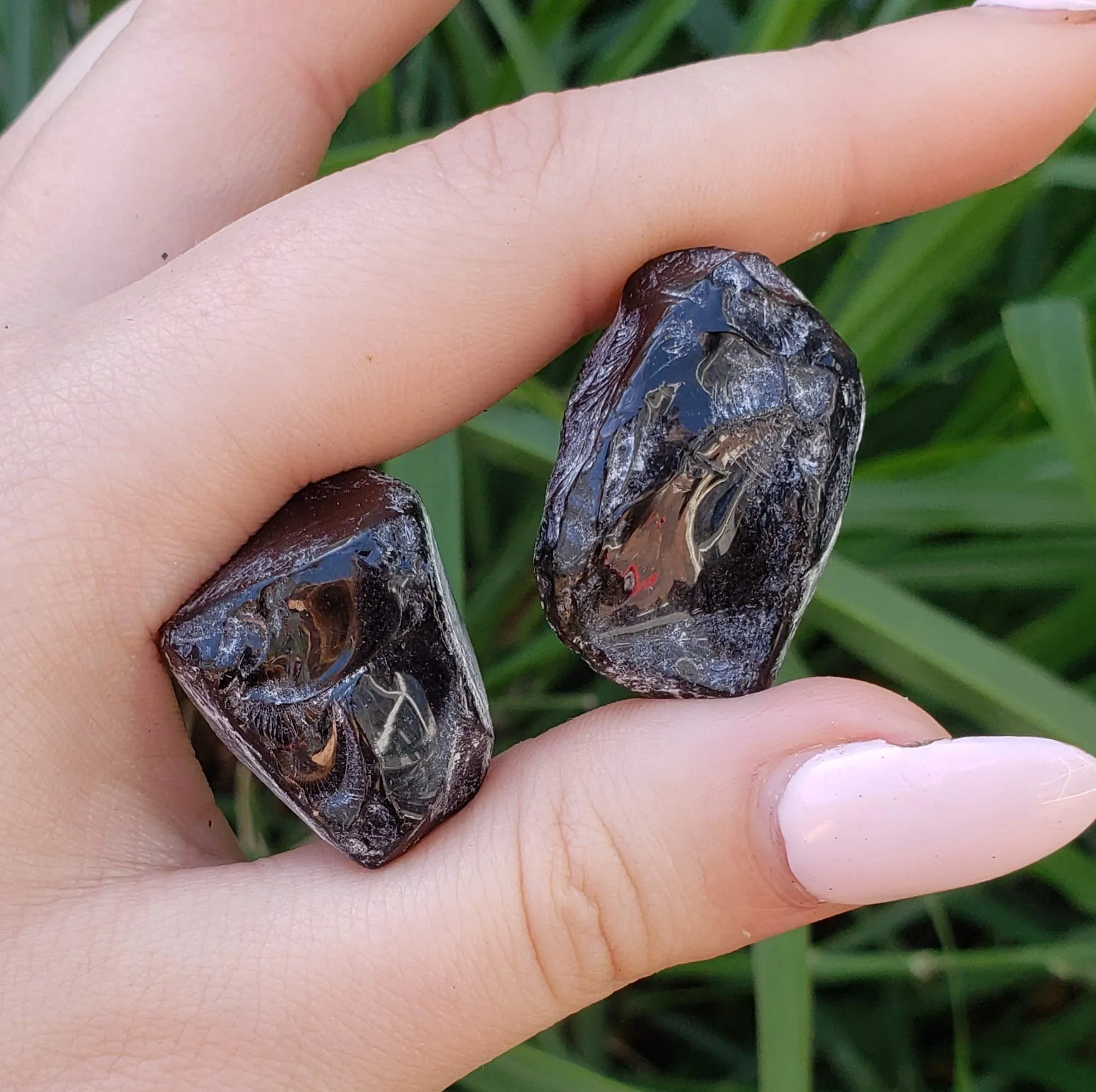 Apache Tears Volcanic Obsidian Natural Healing Crystal Stones 2pc Set - Small/Medium 1/2'-1'