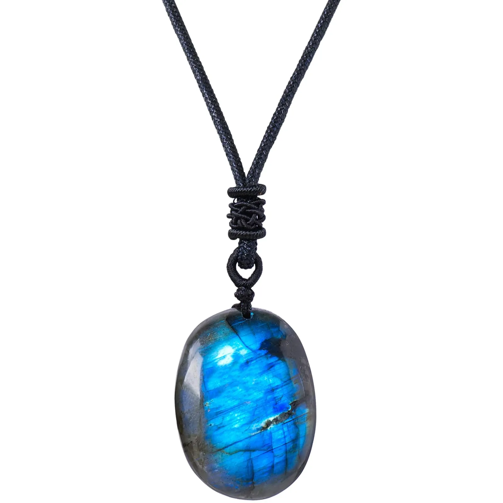 Apengshi Natural Labradorite Crystal Necklace 0.7-1.2 Inches Irregular Shape Healing Pendant