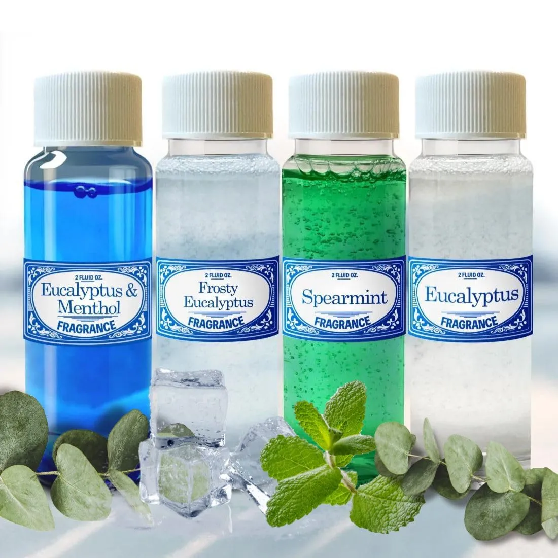 Arctic Breeze Fragrance Pack - Spearmint, Eucalyptus, Menthol & Frosty Eucalyptus, 4 Bottles