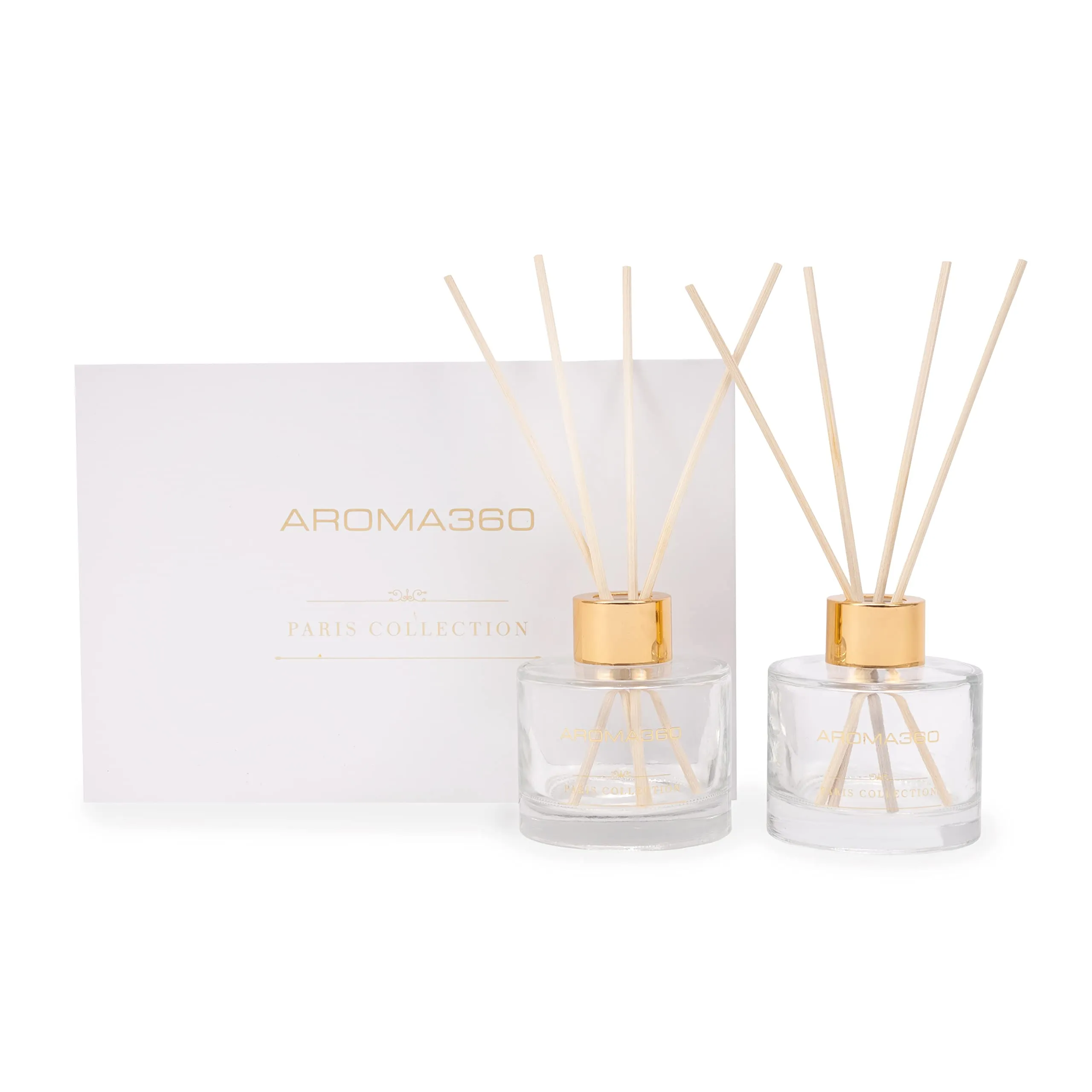 Aroma360-24K Magic Paris Reed Diffuser Duo - Luxury Aromatherapy with Citrus, Jasmine, & Lily