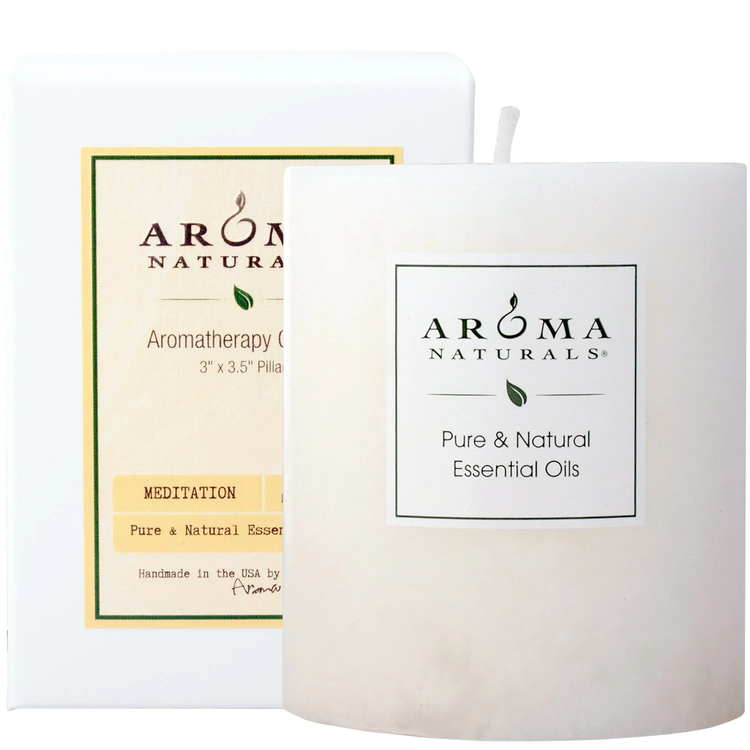 Aroma Naturals Patchouli & Frankincense White Pillar Candle 3x3.5' - Handmade Aromatherapy