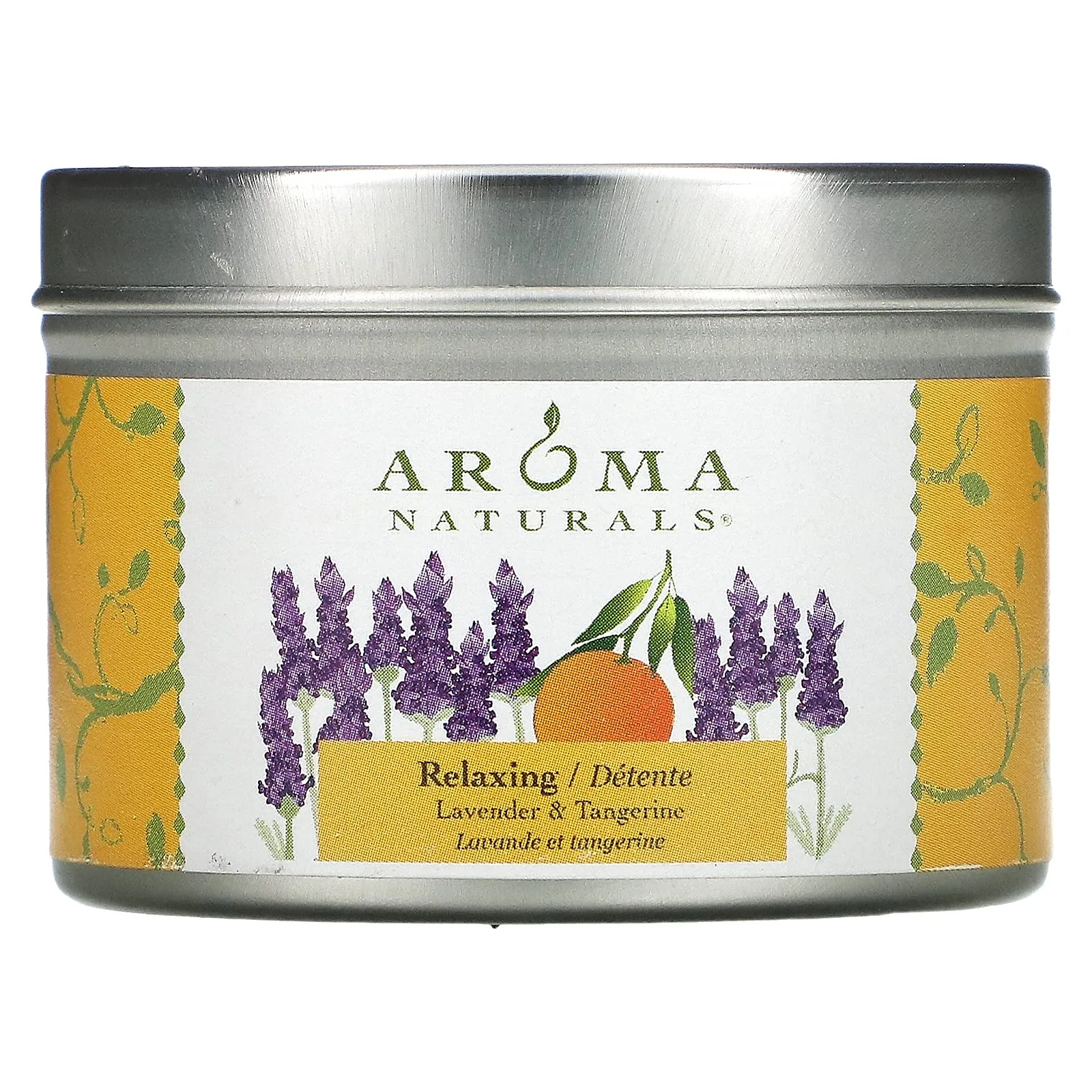 Aroma Naturals Relaxing Lavender & Tangerine Travel Tin Candle, 2.8 oz, 100% Plant Aromas