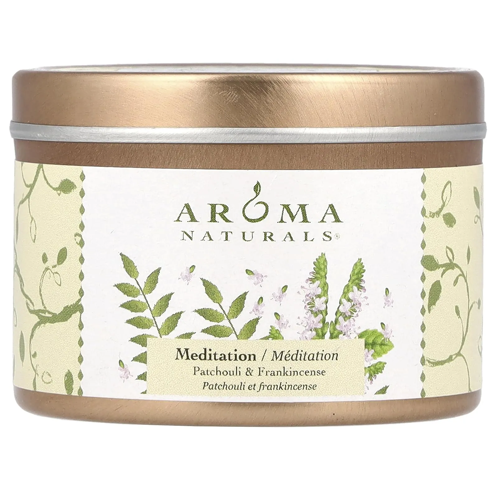 Aroma Naturals Soy VegePure® Tin Candle, Patchouli & Frankincense, 2.8 oz - Meditation Aromatherapy