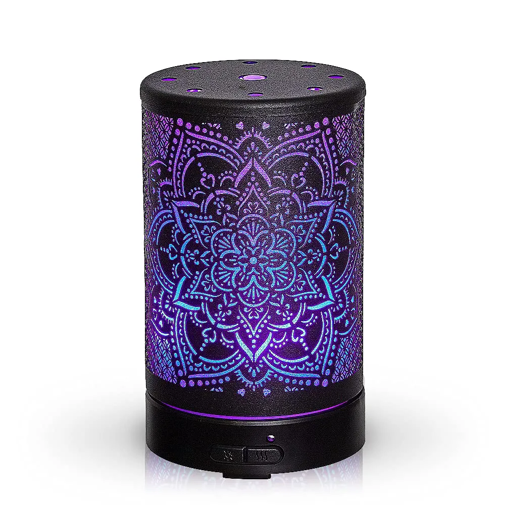 AROMAR Essential Ultrasonic Oil Diffuser Black Mandala - Cool Mist Humidifier & Aromatherapy