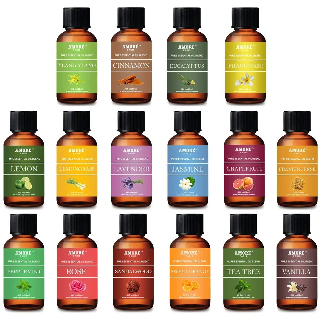 Aromatherapy 16-Piece Essential Oils Set by Gurunanda - 100% Pure Natural Aromatherapy Blends