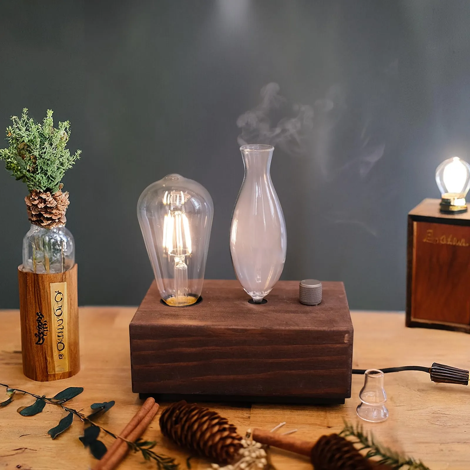 Aromatherapy Diffuser - Wood and Glass Nebulizer - Professional Grade Essential Oil Diffuser