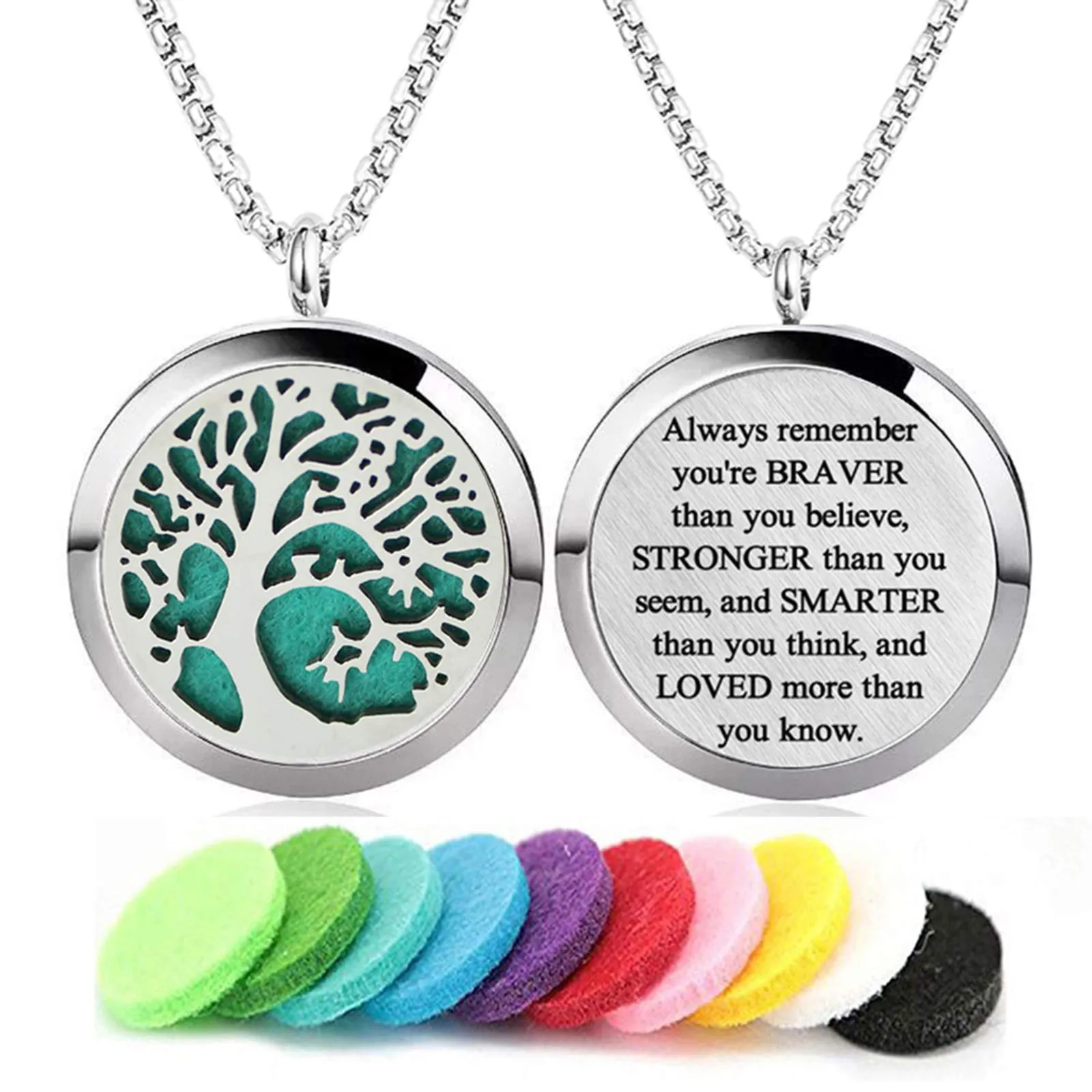 Aromatherapy Essential Oil Diffuser Necklace 316L Stainless Steel Locket with 24' Chain