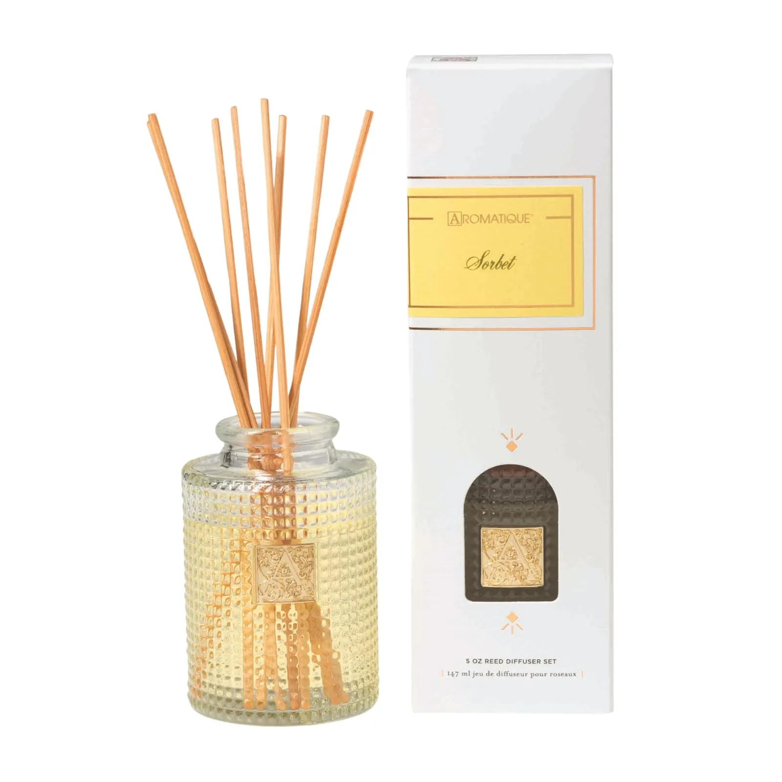 Aromatique Sorbet Reed Diffuser Square Glass Vessel - Long-Lasting Aromatherapy Fragrance