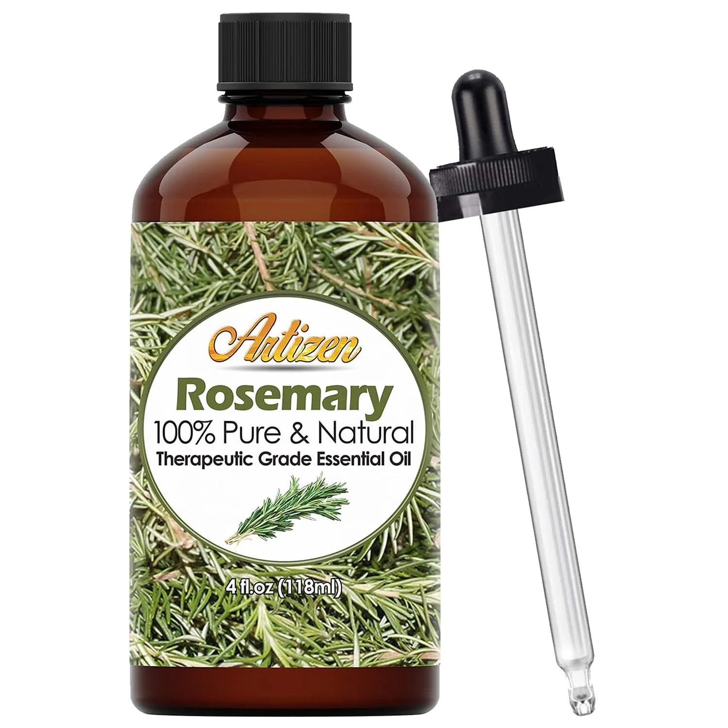 Artizen 4oz Rosemary Essential Oil - 100% Pure & Natural - Lifetime Warranty Included