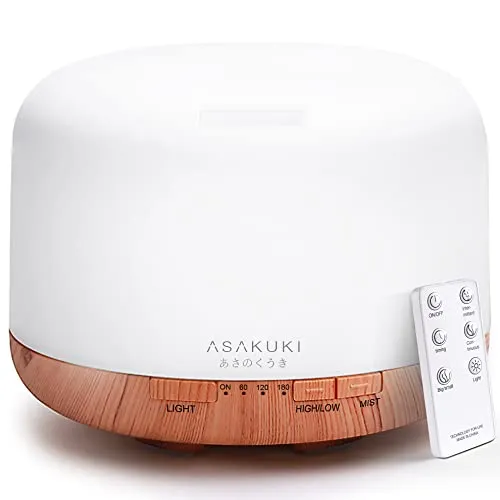 ASAKUKI 500ml Premium Essential Oil Diffuser with Remote Control, Ultrasonic Aromatherapy Humidifier