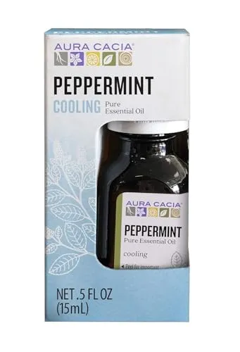 Aura Cacia 100% Pure Peppermint Essential Oil, 15 ml Therapeutic Grade, Refreshing Aroma