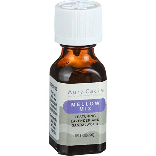 Aura Cacia Mellow Mix Essential Oils 0.5oz - Relaxing Lavender, Lemon, Sandalwood, Chamomile