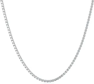 Authentic 925 Sterling Silver Box Chain Necklace, 1/1.5/2/3 mm, Lobster Clasp, 16-26 Inches