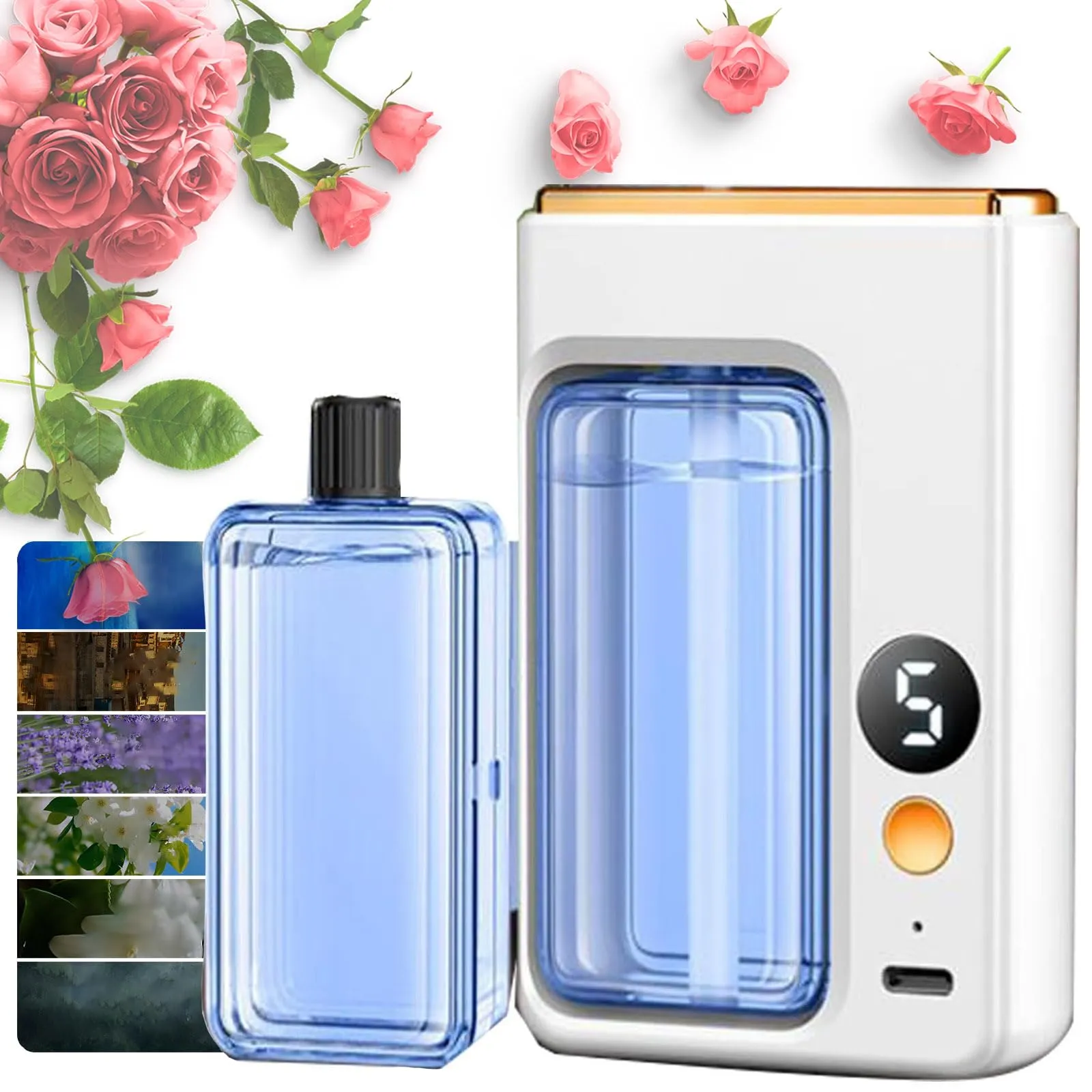 Automatic Aromatherapy Diffuser Set in Blue - Wall-Mounted & Tabletop, No Damage, Compact Design