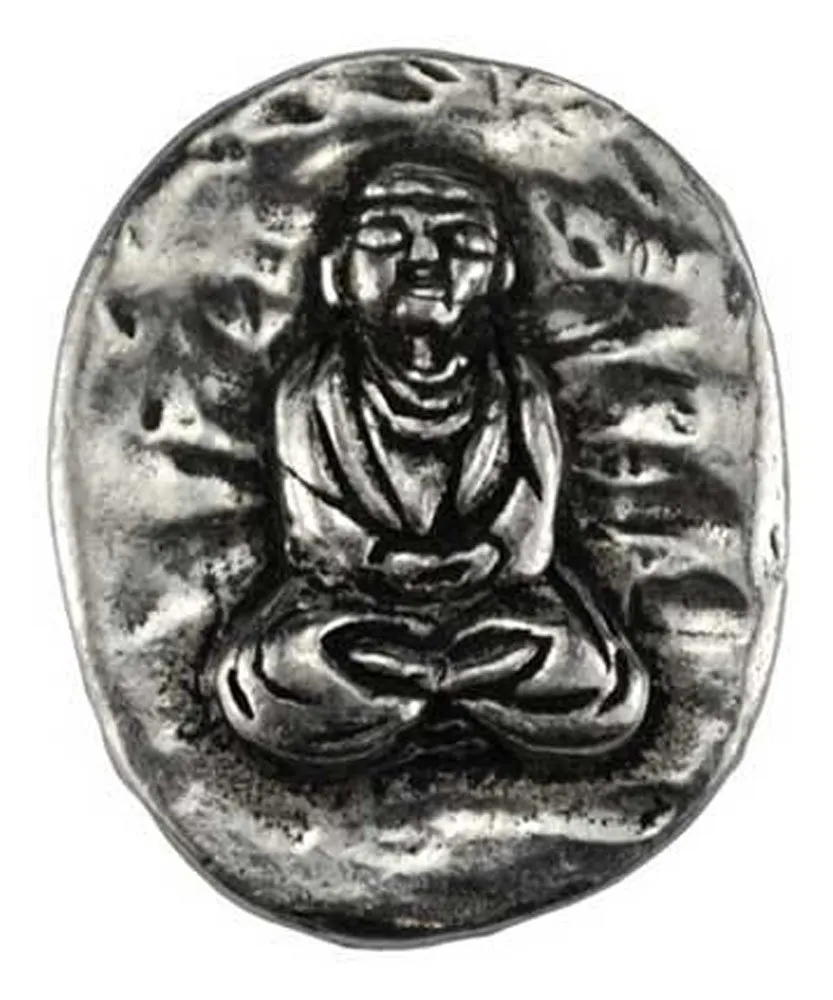 AzureGreen AZG-A4502B Buddha Pocket Stone 3/4' Pewter for Inner Peace and Mindfulness