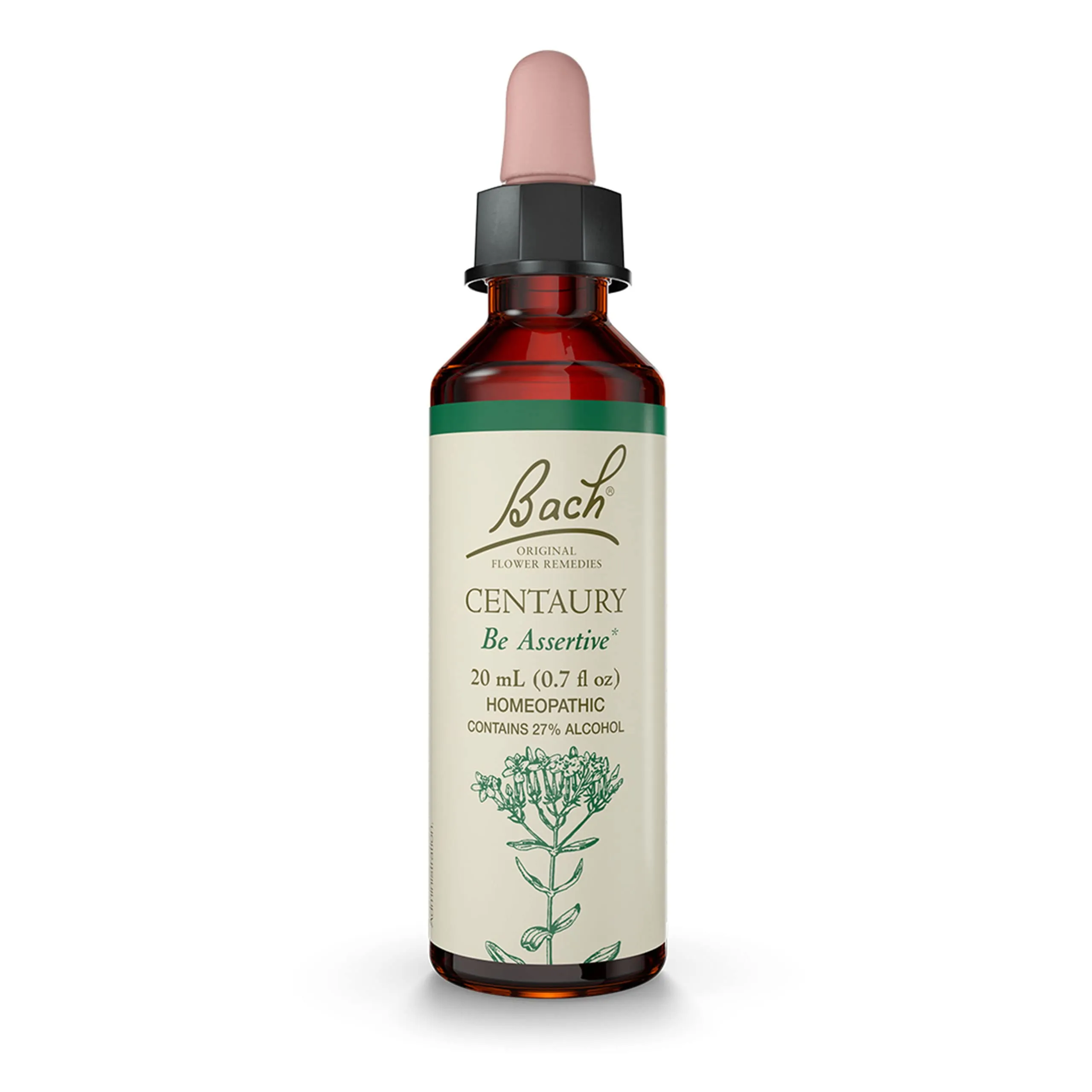 Bach Centaury Flower Essence for Assertiveness, Vegan Homeopathic Remedy, 20mL Dropper