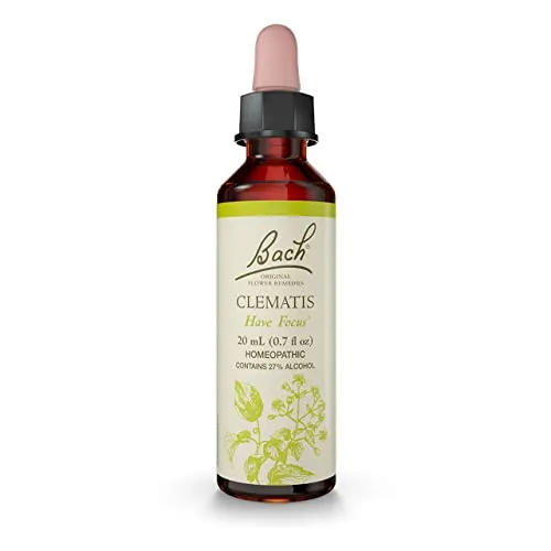 Bach Clematis Flower Essence for Focus & Concentration, Vegan Natural Remedy, 20mL Dropper