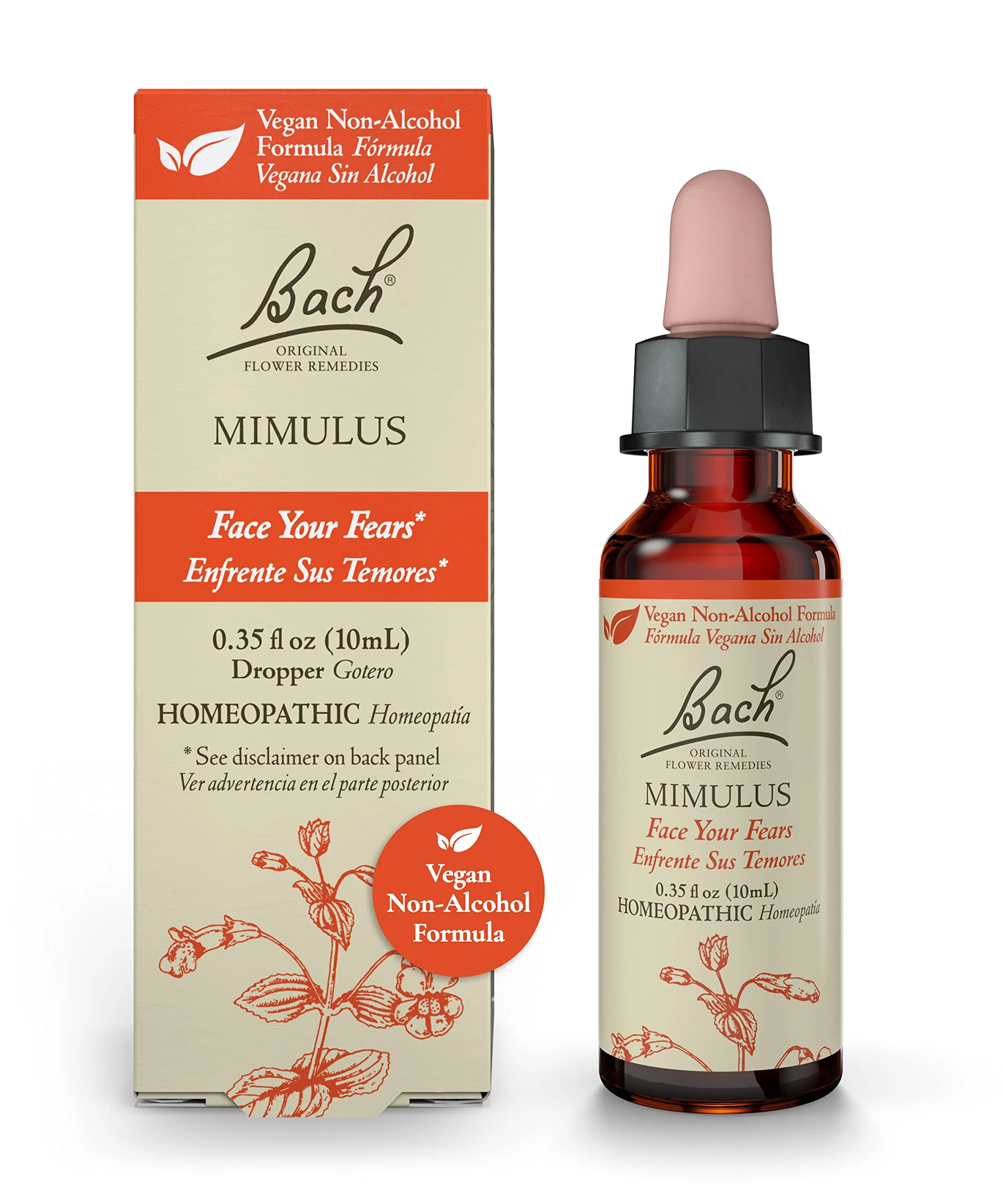 Bach Mimulus Flower Essence 10mL - Natural Fear Relief, Vegan, Alcohol-Free Homeopathic Remedy