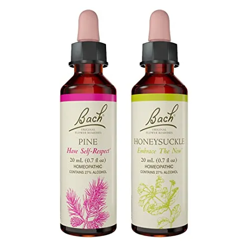 Bach Original Flower Remedies 2-Pack - Honeysuckle & Pine, Vegan Homeopathic Essences 20mL