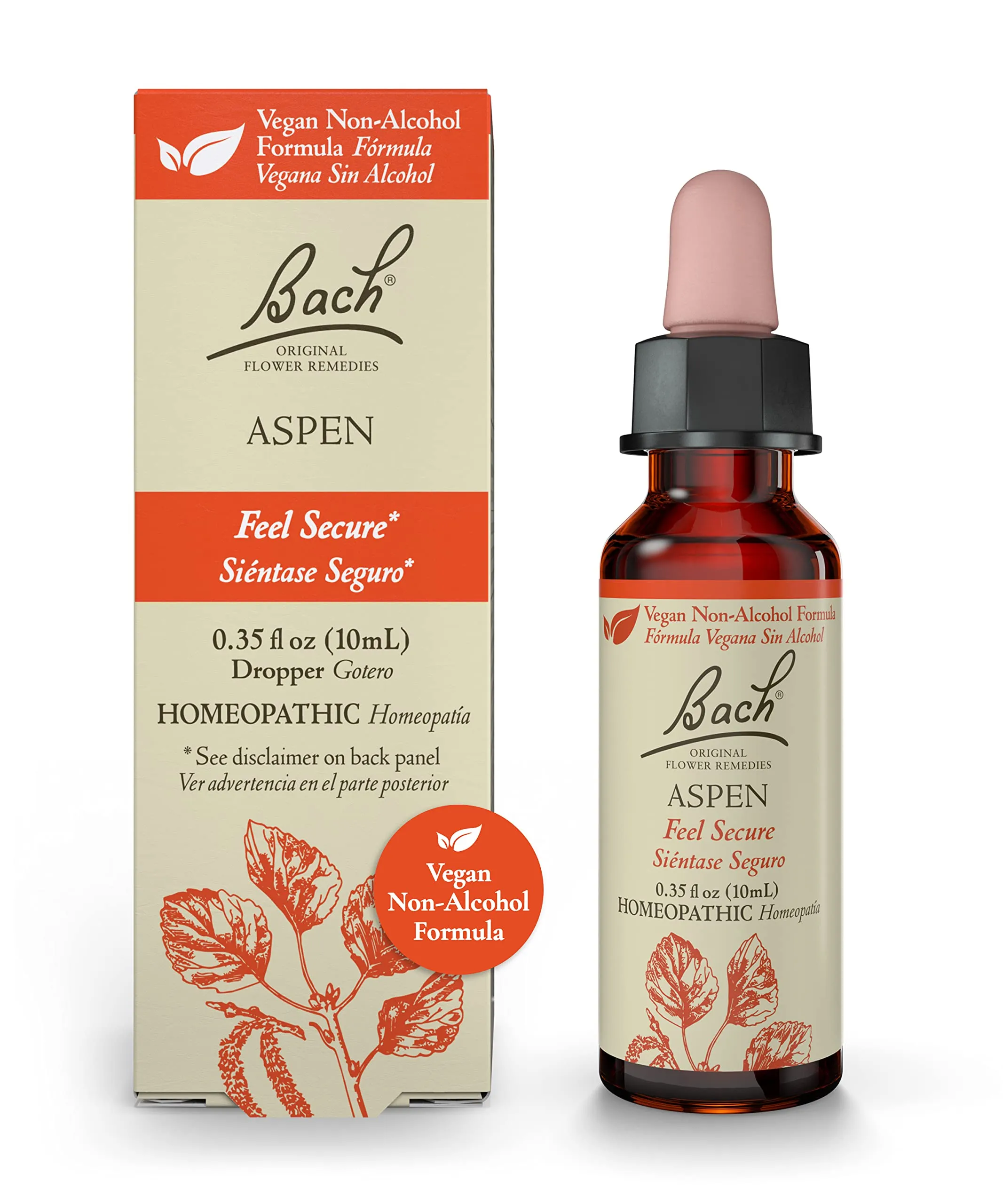 Bach Original Flower Remedies Aspen, 10mL Vegan Stress Relief, Natural Homeopathic Essence