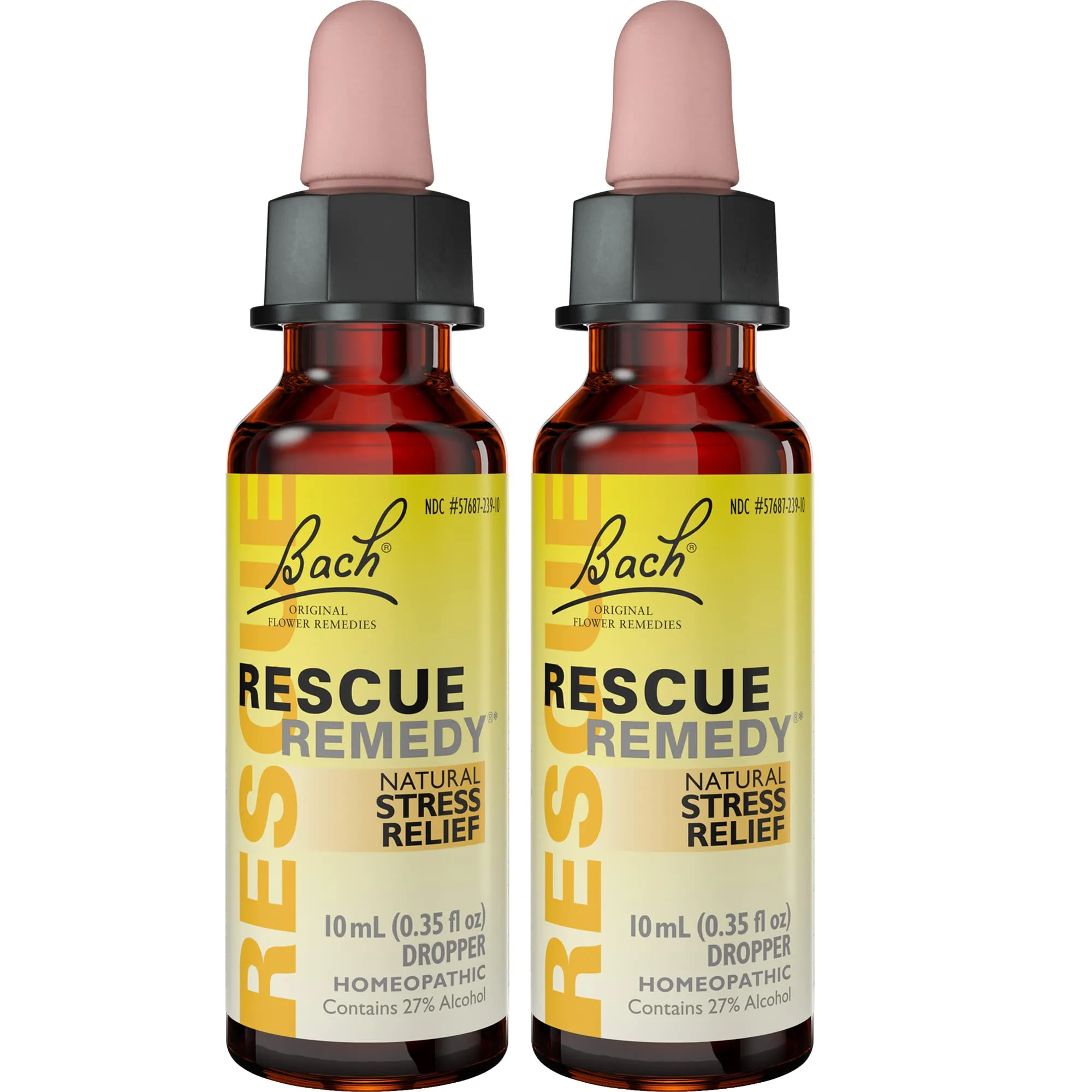 Bach RESCUE Remedy Dropper, Natural Stress Relief, Vegan & Gluten-Free, 2 Pack, 10mL Each