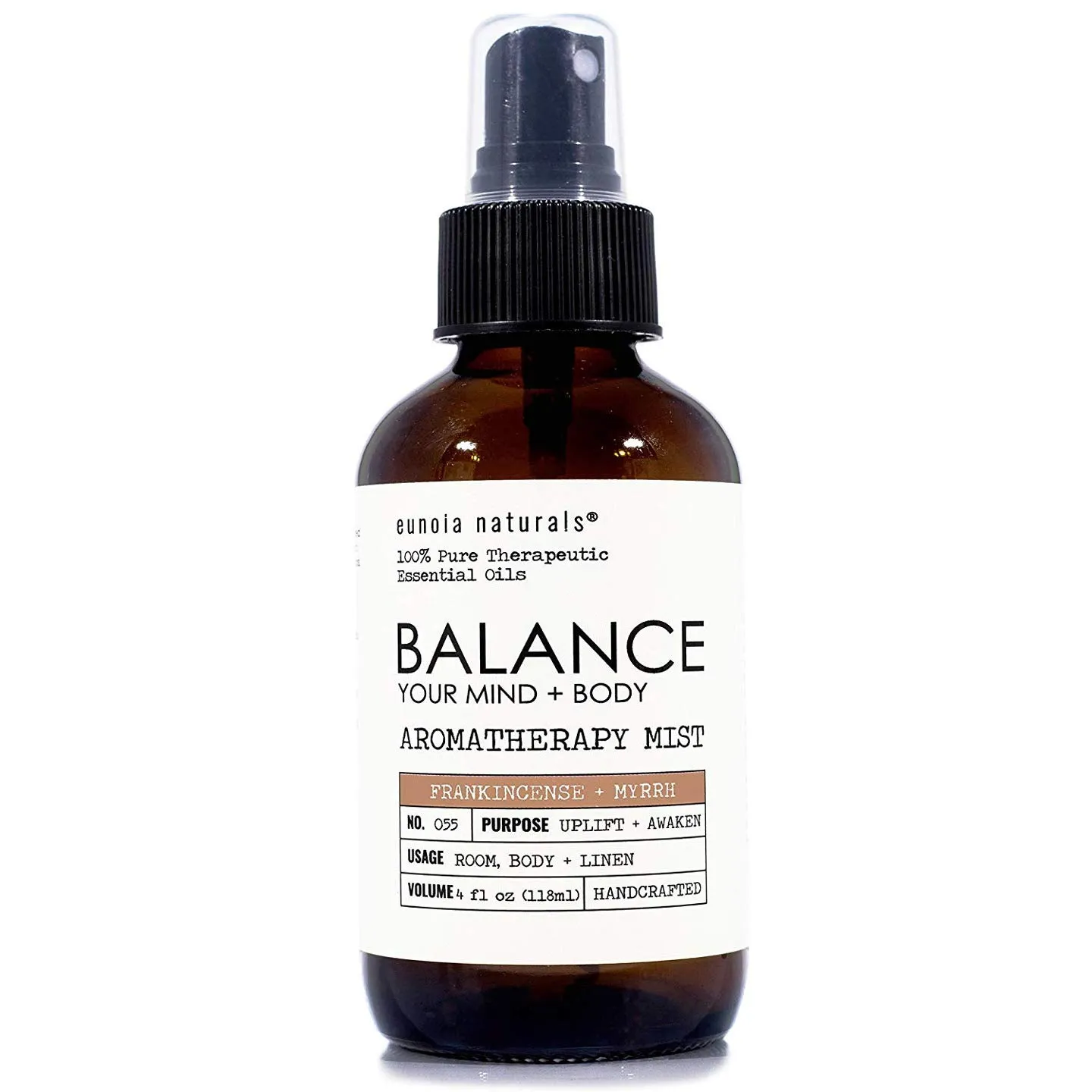 Balance Aromatherapy Mist with Frankincense, Myrrh, Sandalwood - 100% All Natural Grounding Blend