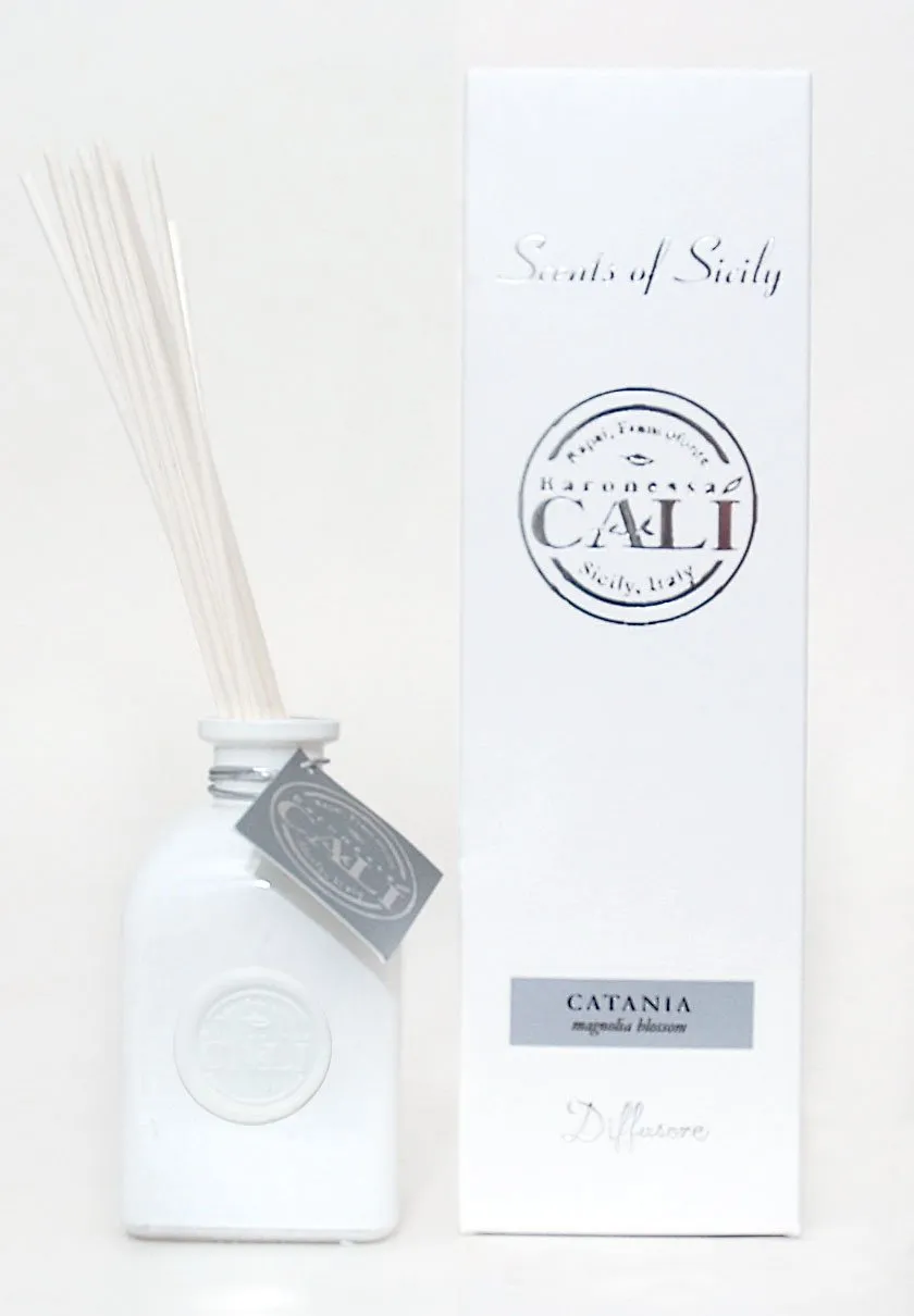 Baronessa Cali Catania Magnolia Blossom White Glass Diffuser – 6-8 Month Aromatherapy