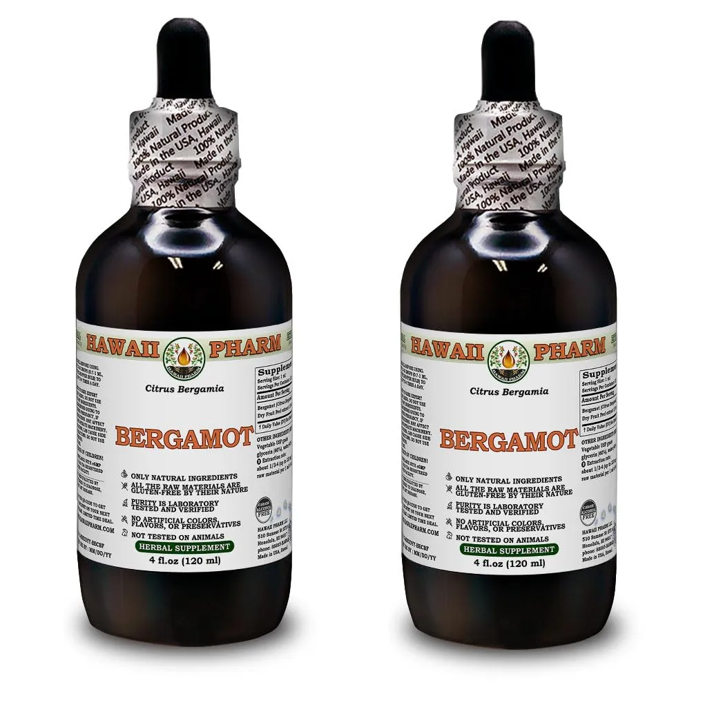 Bergamot Alcohol-Free Glycerite Extract - 4 oz Natural Herbal Supplement from Hawaii Pharm