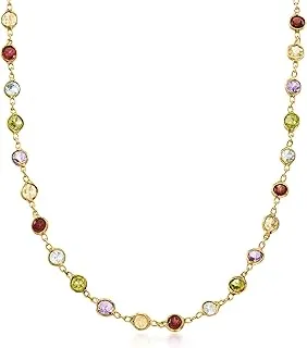 Bezel-Set Multi-Gemstone Necklace 8.85 ct. t.w. in 18kt Gold Over Sterling – Elegant & Stunning