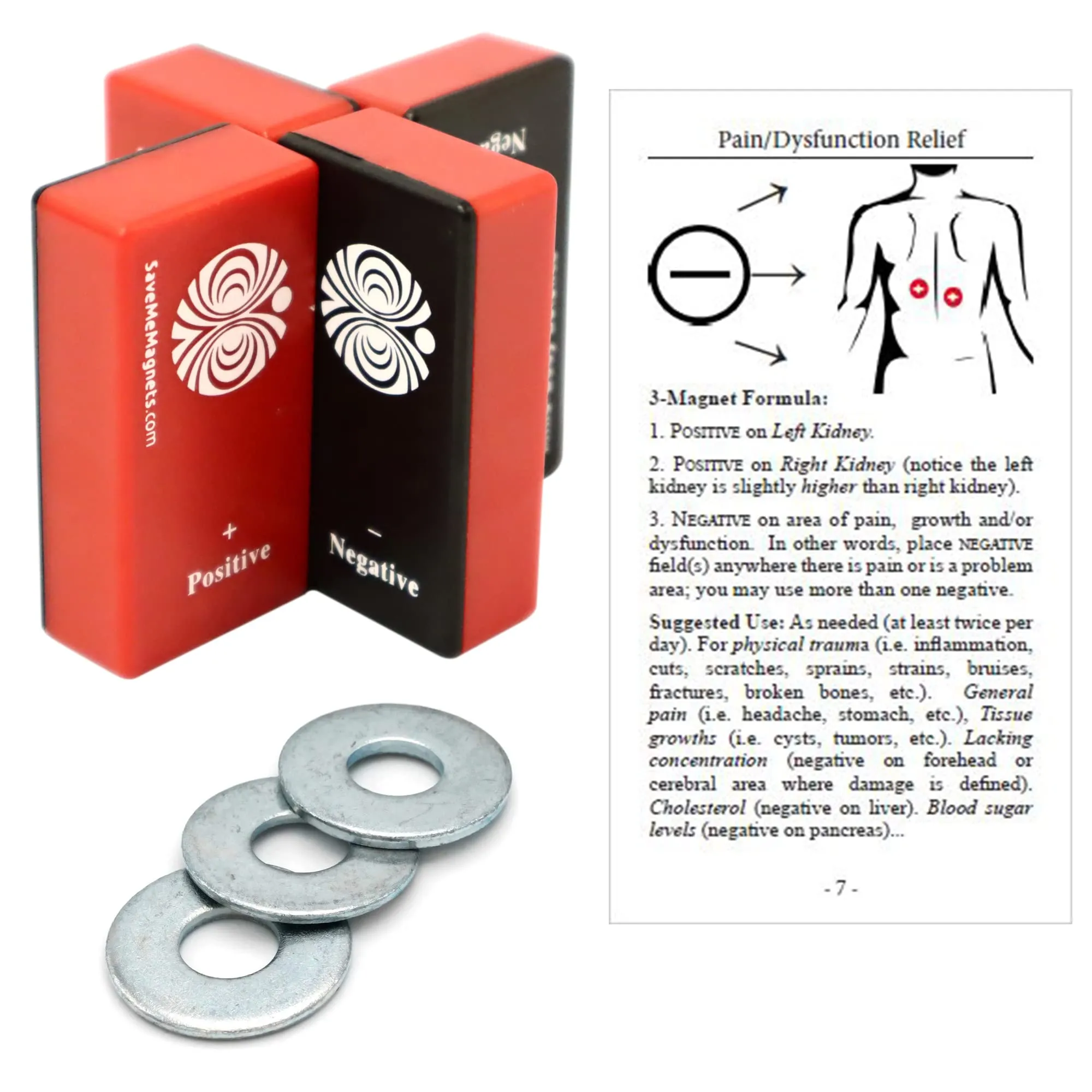 Biomagnetism Magnetic Therapy Kit - DIY Quick Start with 3 Magnets & Illustrated Booklet