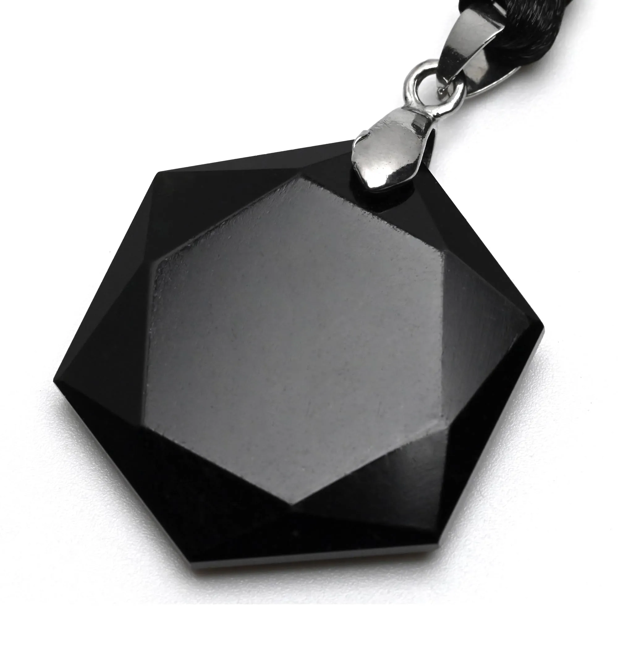 Black Obsidian Hexagon Crystal Necklace - Stylish Protection Pendant for Power & Confidence