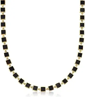 Black Onyx Station Necklace in 18kt Yellow Gold Over Sterling Silver