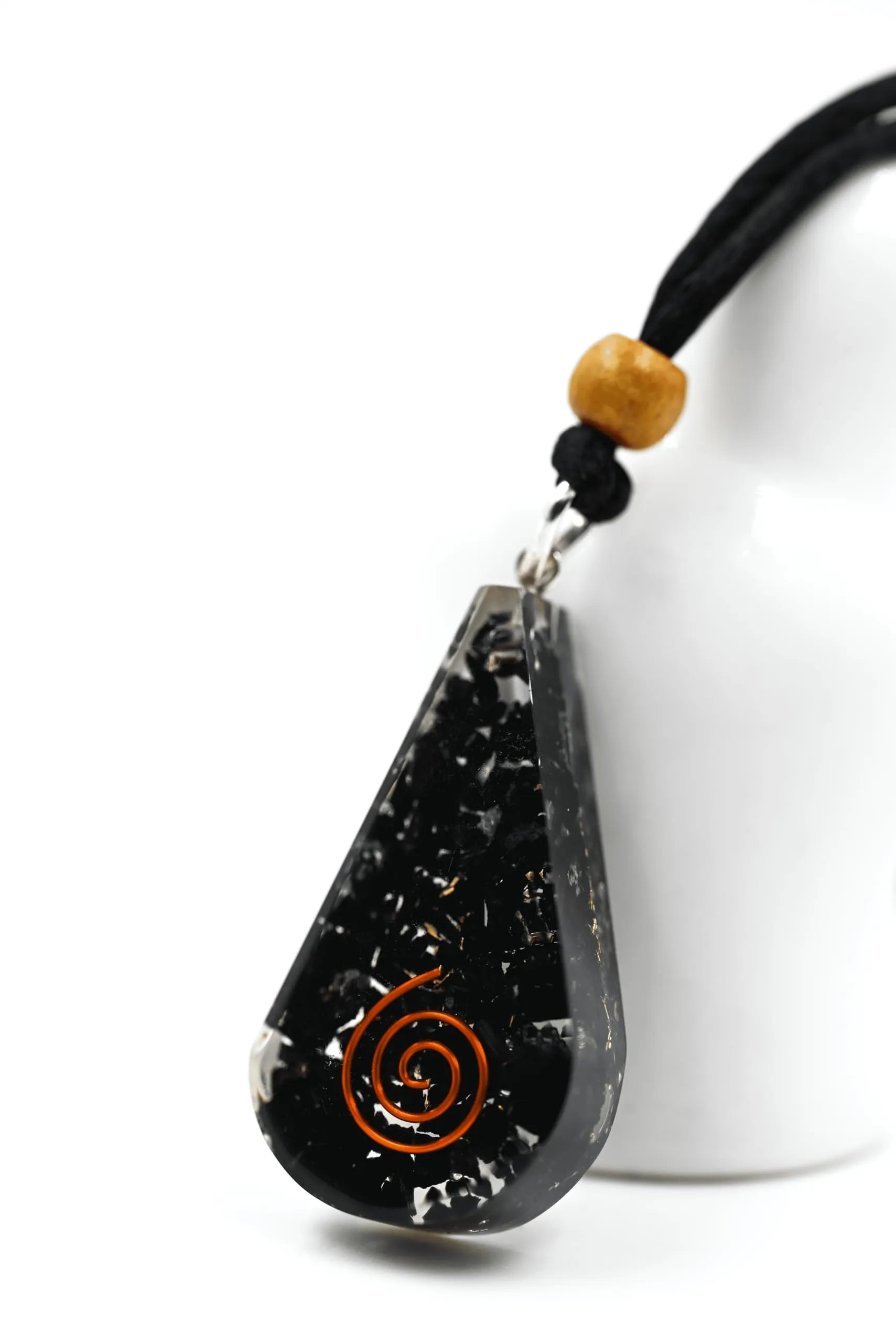 Black Tourmaline Teardrop Orgonite Healing Necklace - Powerful Protection & Grounding Energy