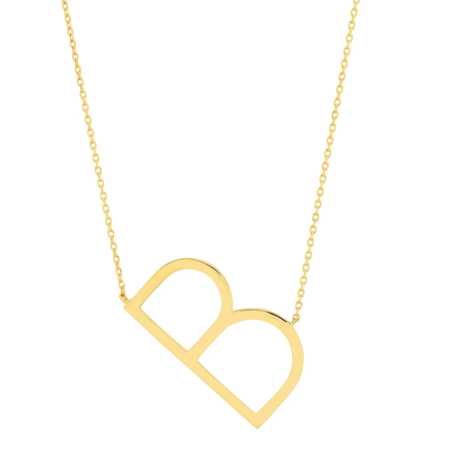 Block 10k Gold Letter Necklace for Women