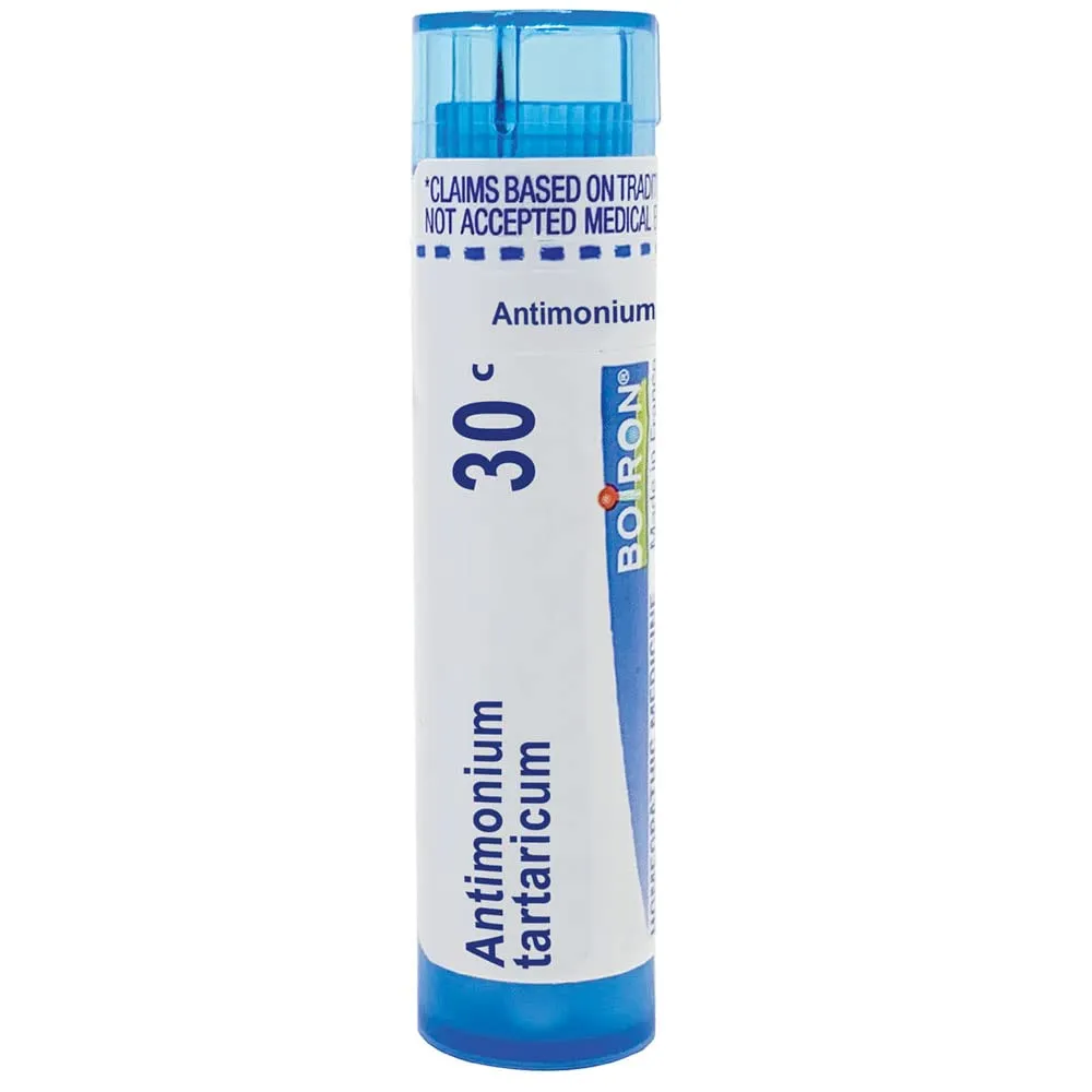 Boiron Antimonium Tartaricum 30C Homeopathic Cough Relief, 80 Quick-Dissolving Pellets