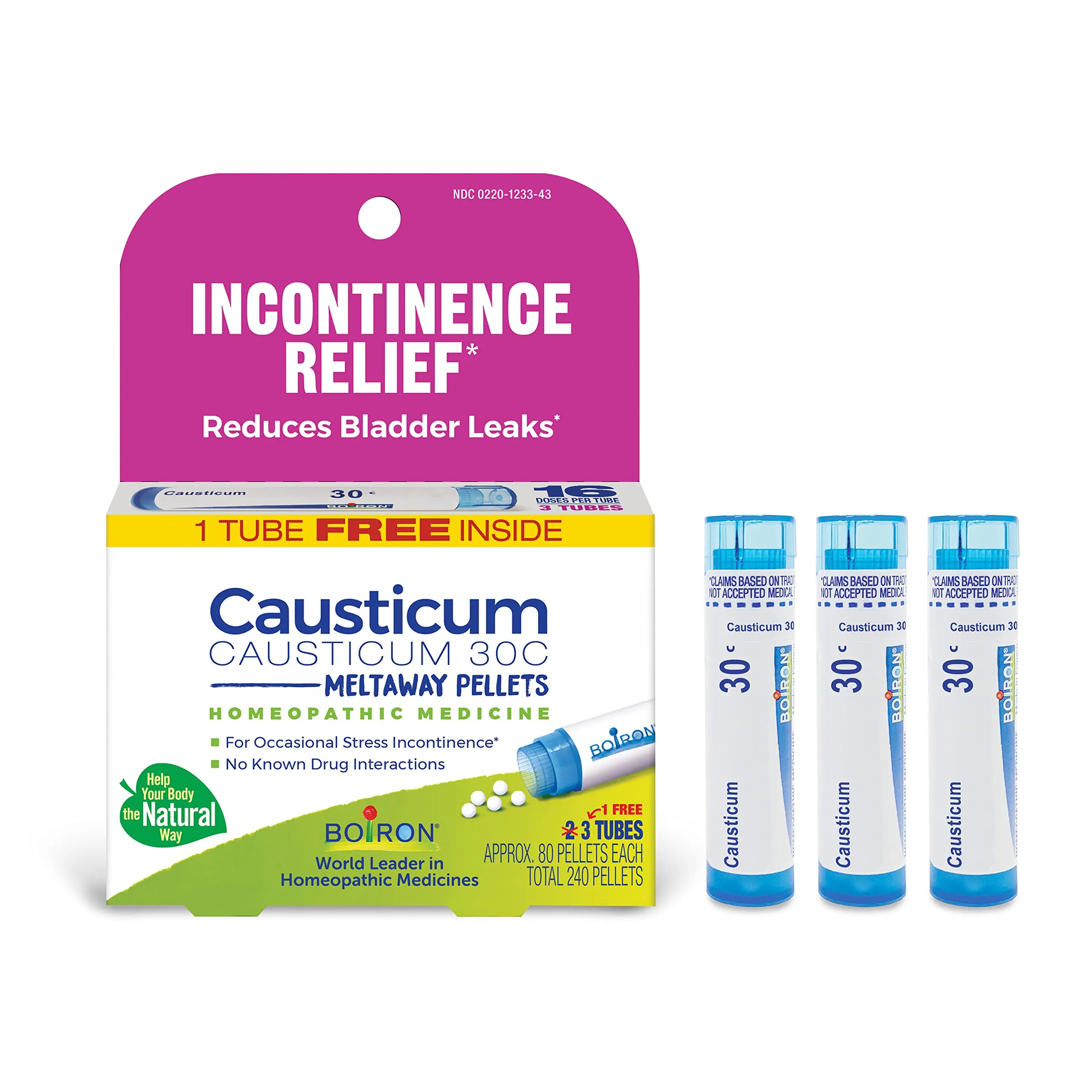 Boiron Causticum 30C Homeopathic Medicine for Incontinence Relief - 240 Pellets, Plant-Based