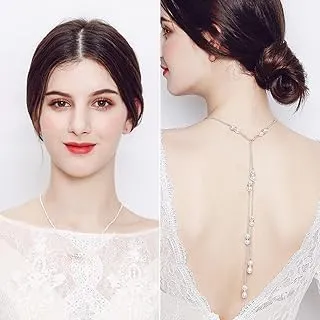 Bridal Jewelry Backdrop Necklace Rhinestone Back Chain for Women