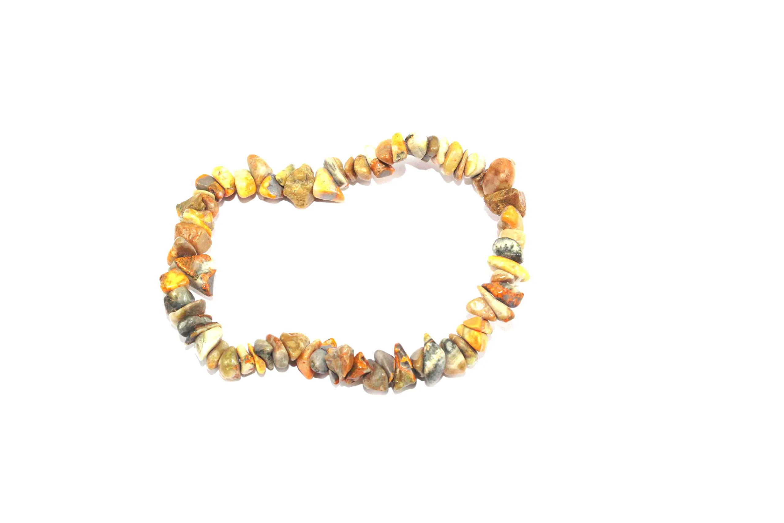 Bumblebee Jasper Chips Chakra Bracelet 7-inch Green Yellow Healing Stretch Balancing Energy