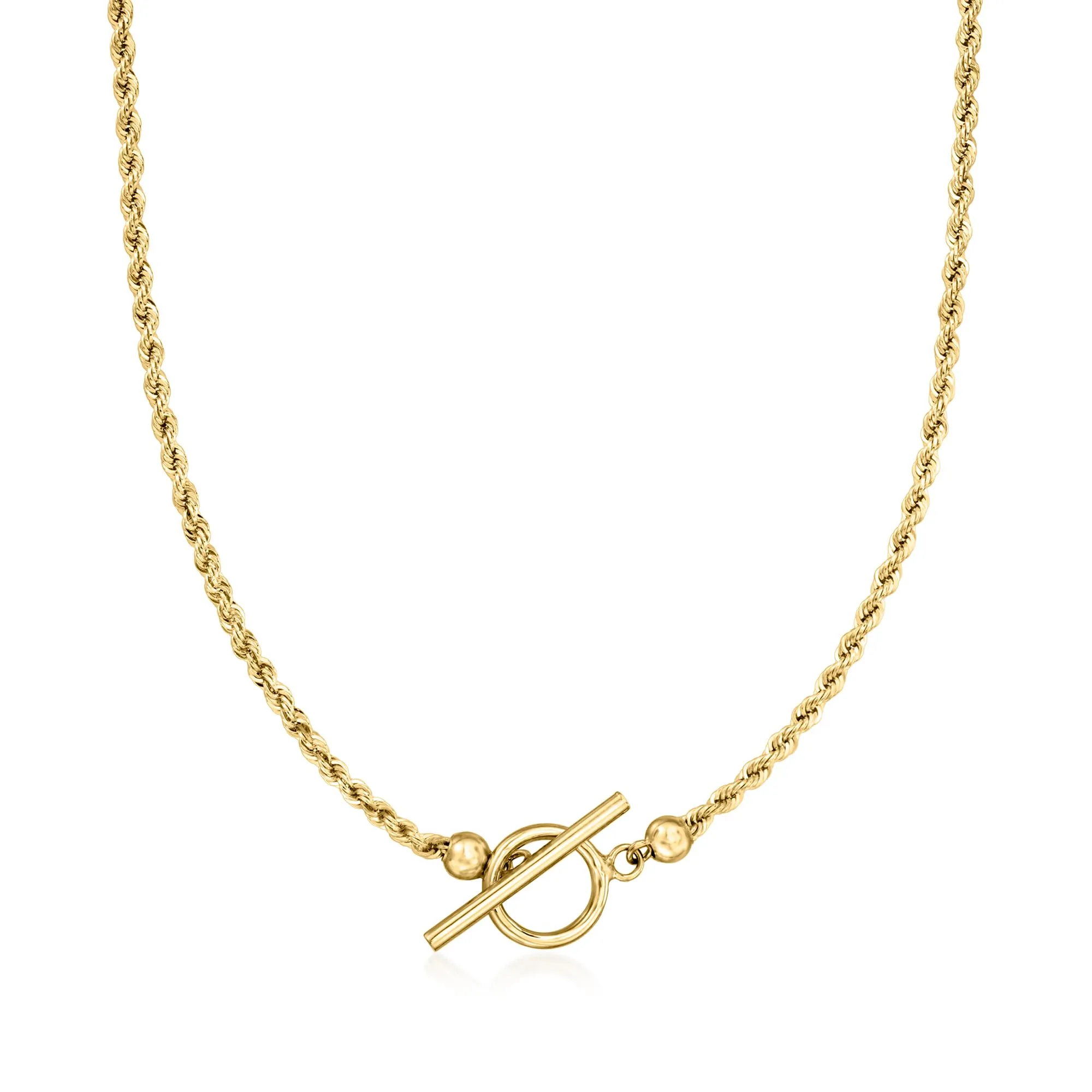 Canaria 2mm 10kt Yellow Gold Rope-Chain Convertible Toggle Necklace - Handcrafted, Durable, Versatile