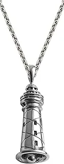 Cape Lookout NC Sterling Silver Lighthouse Bell Pendant Necklace with 22' Chain